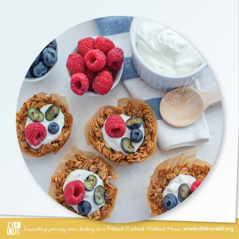 Baked Granola Cups with Yogurt & Berries