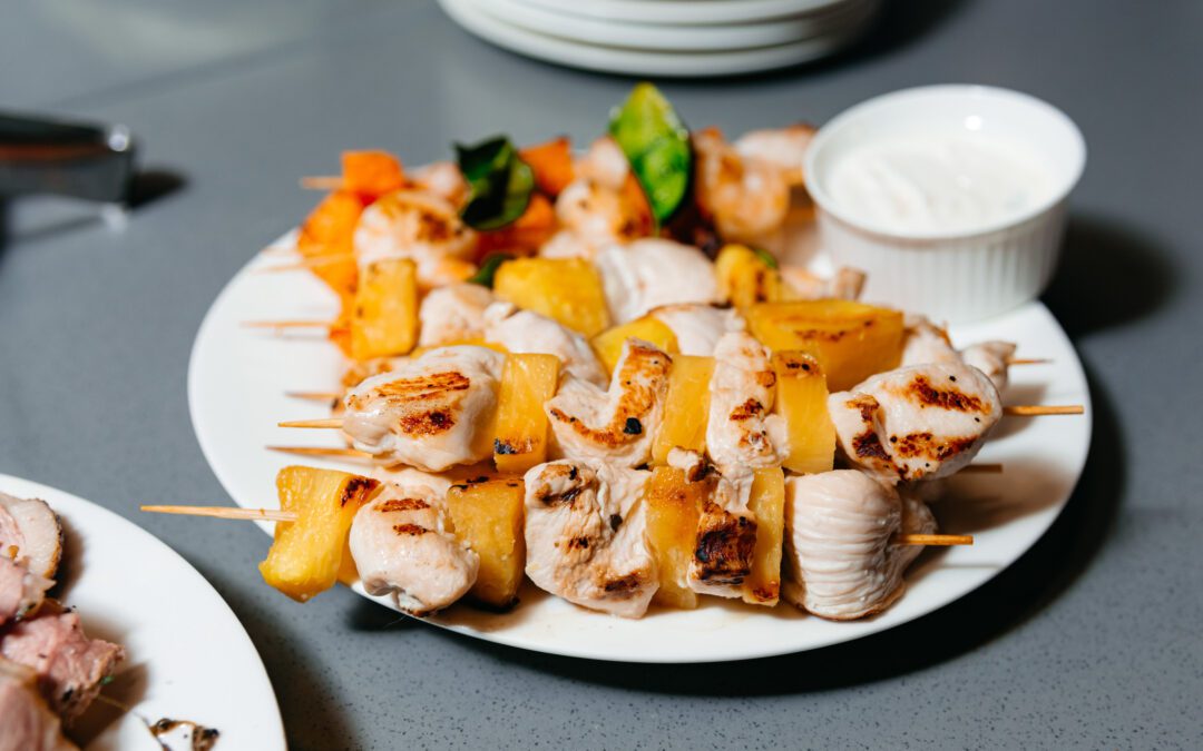 Grilled Chicken & Peach Skewers