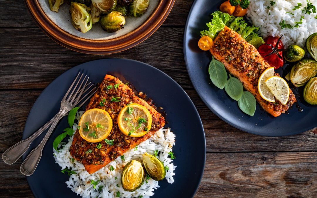 Maple Dijon Salmon with Roasted Brussels